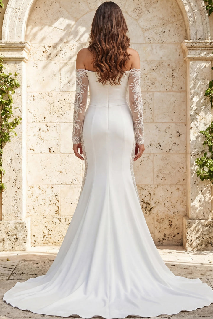 Jovani JB41163 Elegant Off Shoulder Fitted Bridal Gown