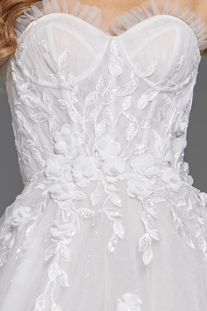 Jovani JB42485 Strapless Floral A-Line Wedding Gown with Slit