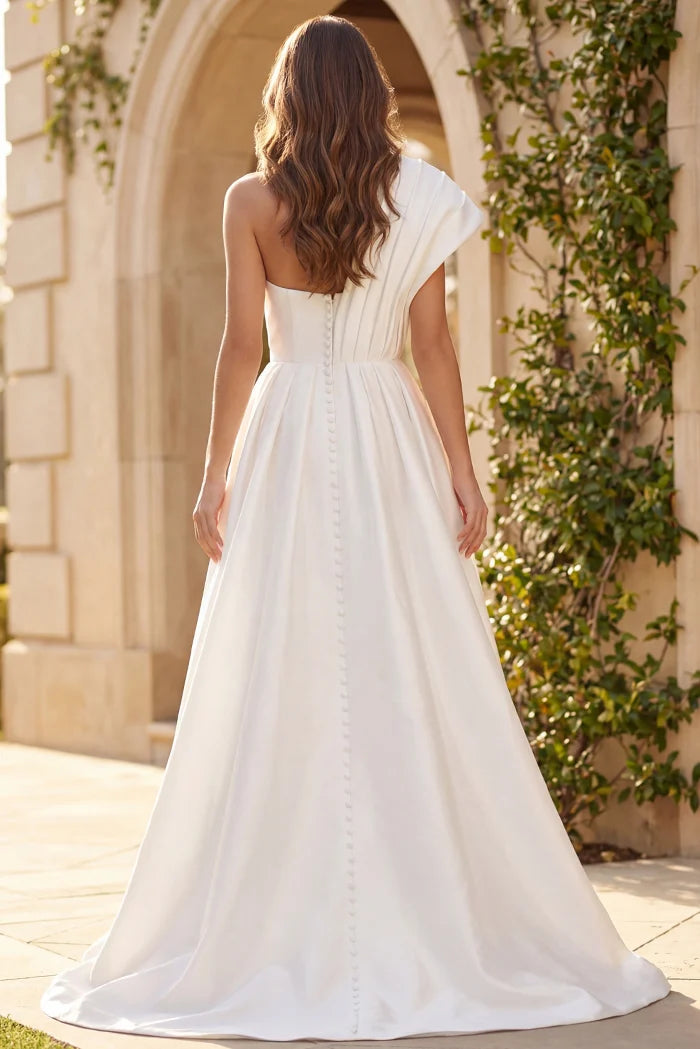 Jovani JB43278 One Shoulder Ball Gown With Soft Pleats