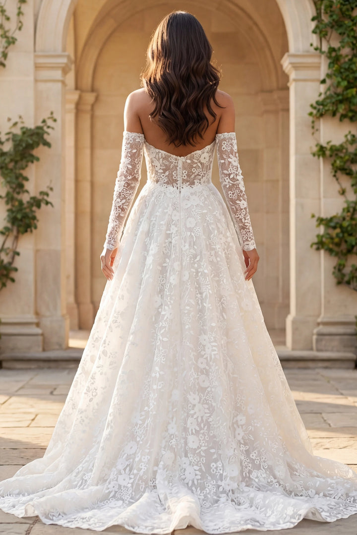 Jovani JB43864 Off Shoulder Lace A Line Bridal Gown