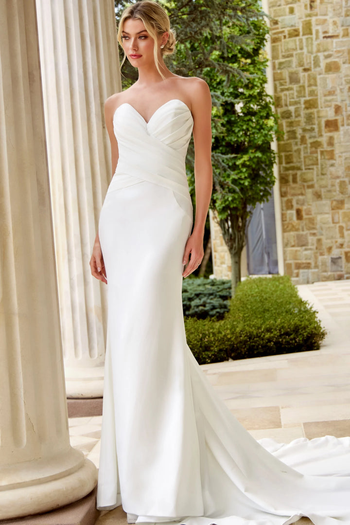 Jovani JB45112 Strapless Sweetheart Crepe Bridal Gown