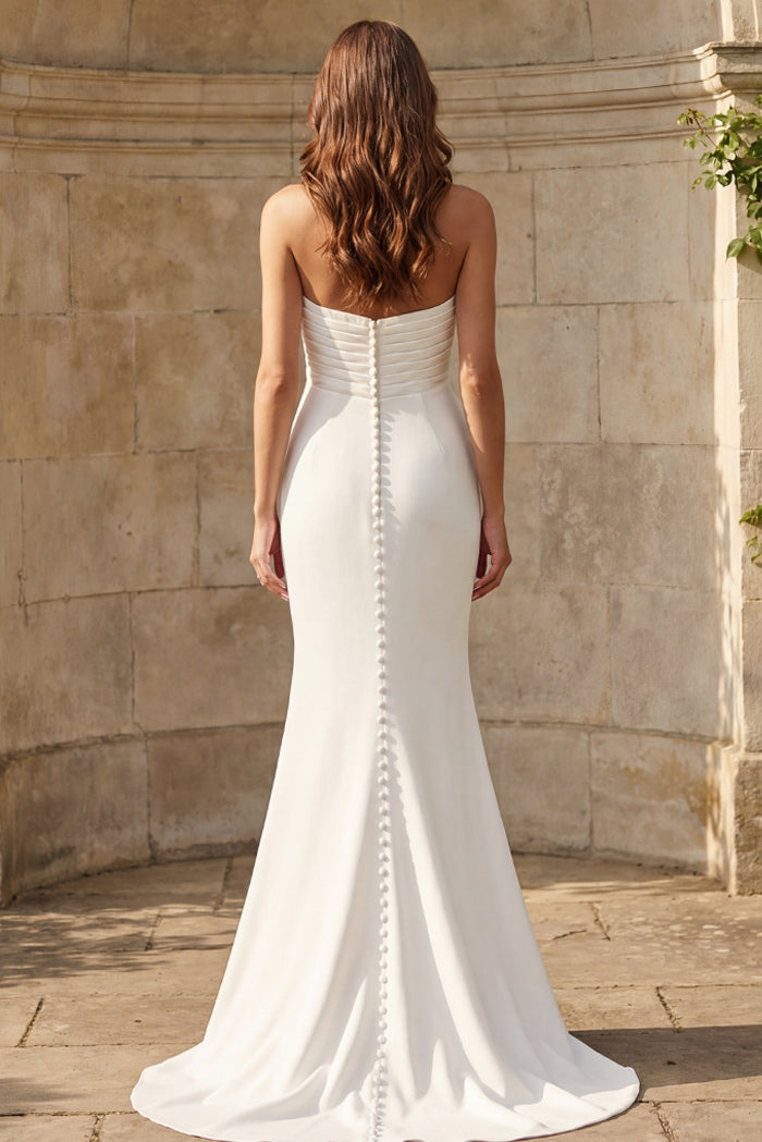 Jovani JB45671 Strapless Crepe Bridal Gown With Sculpted Bow Bodice