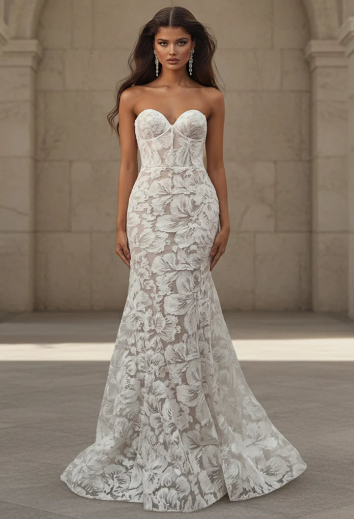 Jovani JB99067 Floral Lace Bridal Gown With Sparkle Tulle
