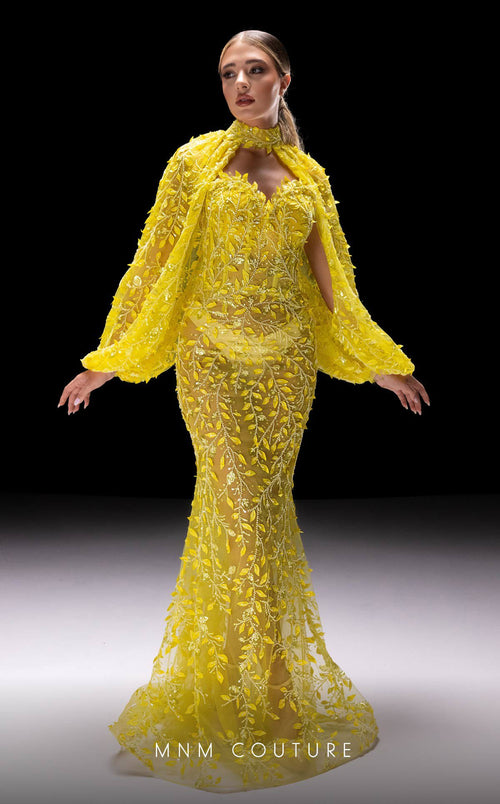 MNM Couture K4231 Bishop Sleeve Trumpet Evening Gown