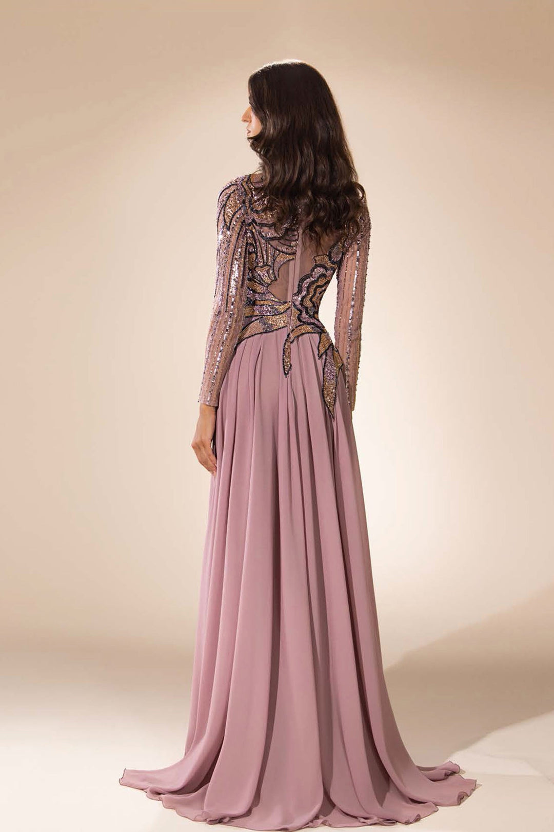 Embellished Illusion A-Line Dress - FOSTANI.com