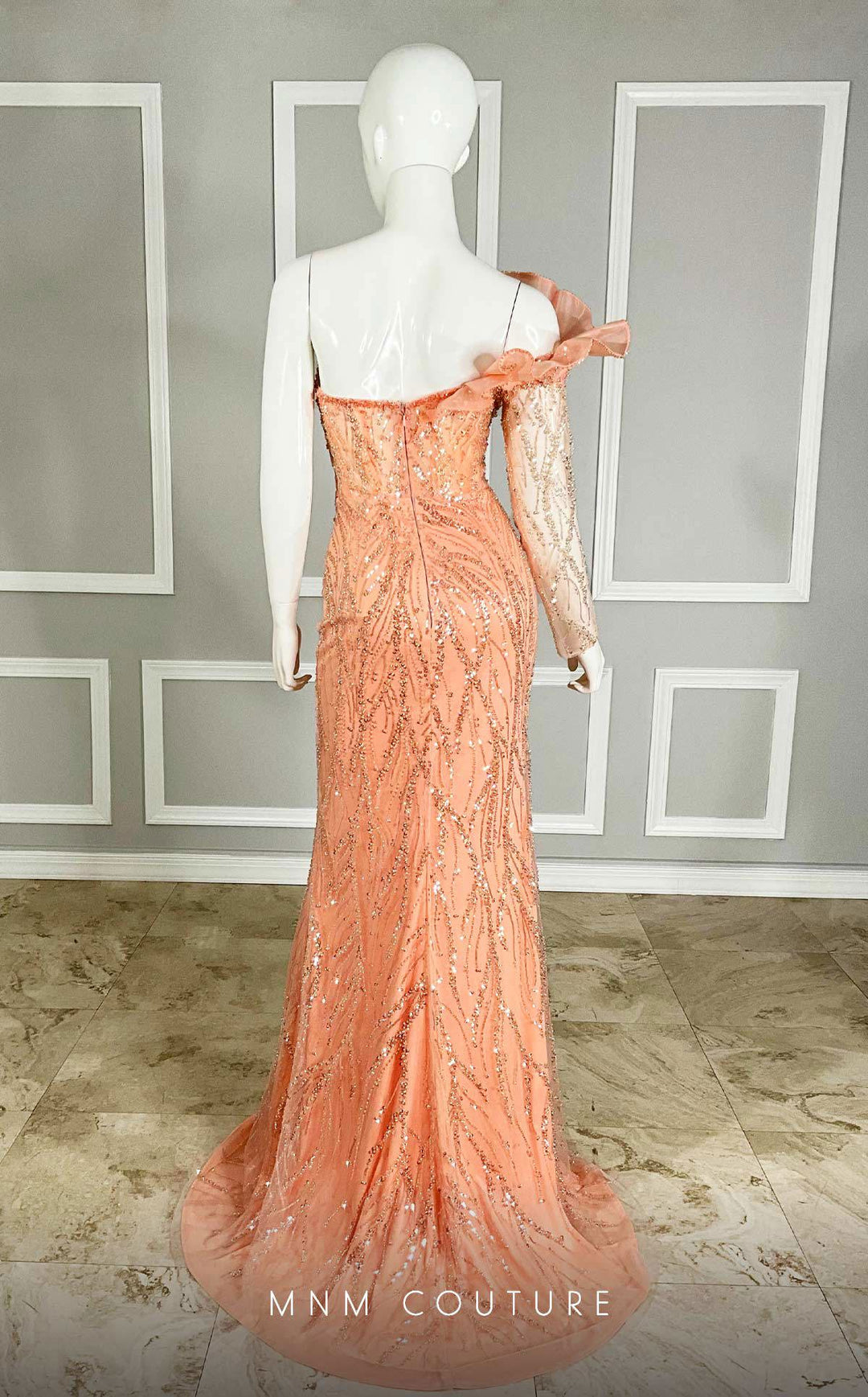 MNM Couture M1114 : Embroidered Asymmetrical Couture Tulle Gown - FOSTANI.com