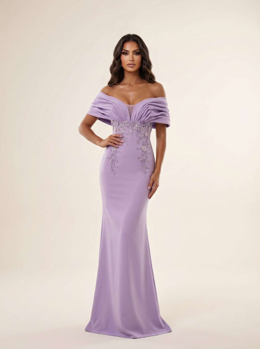 Modessa Couture M26732 Off-the-Shoulder Draped Mermaid Dress