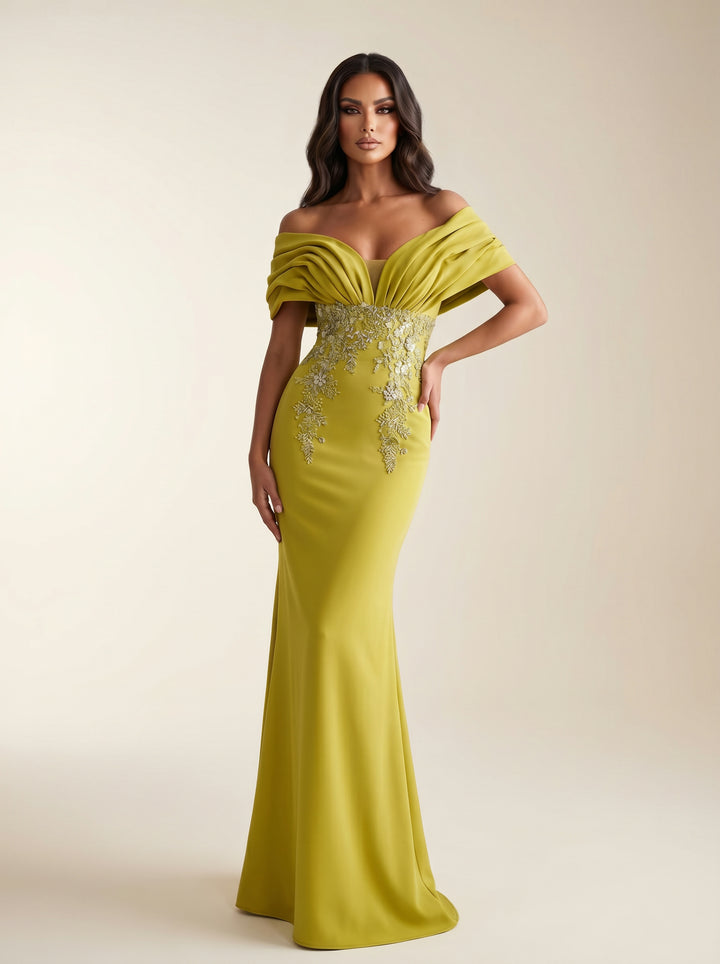 Modessa Couture M26732 Off-the-Shoulder Draped Mermaid Dress