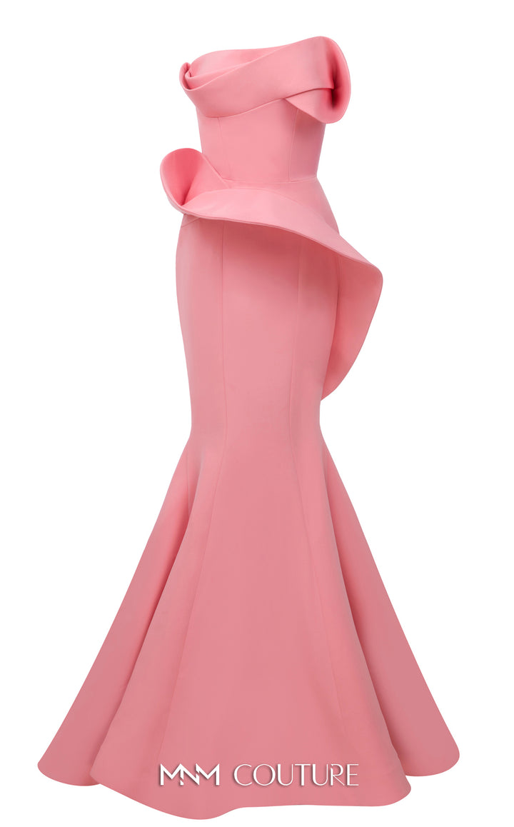 MNM Couture N0640 Strapless Asymmetric Peplum Mermaid Evening Gown