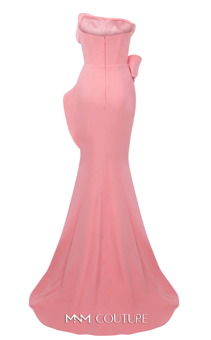 MNM Couture N0640 Strapless Asymmetric Peplum Mermaid Evening Gown
