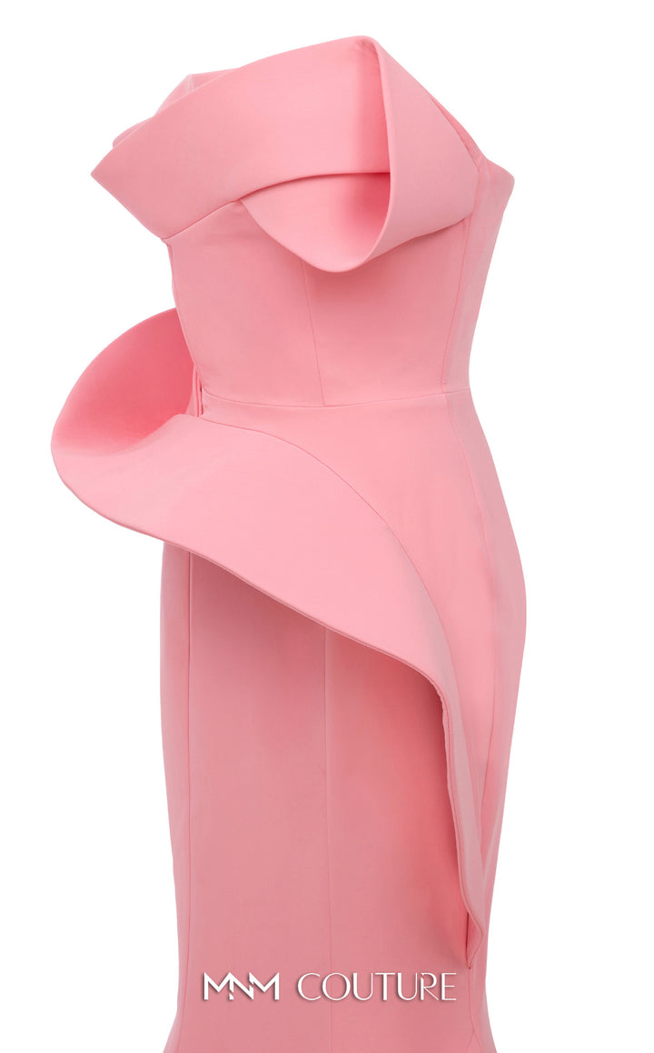 MNM Couture N0640 Strapless Asymmetric Peplum Mermaid Evening Gown