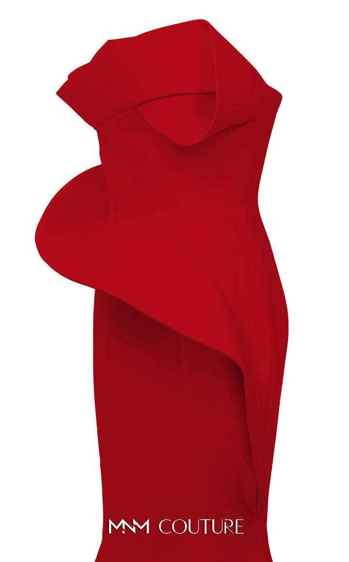 MNM Couture N0640 Strapless Asymmetric Peplum Mermaid Evening Gown