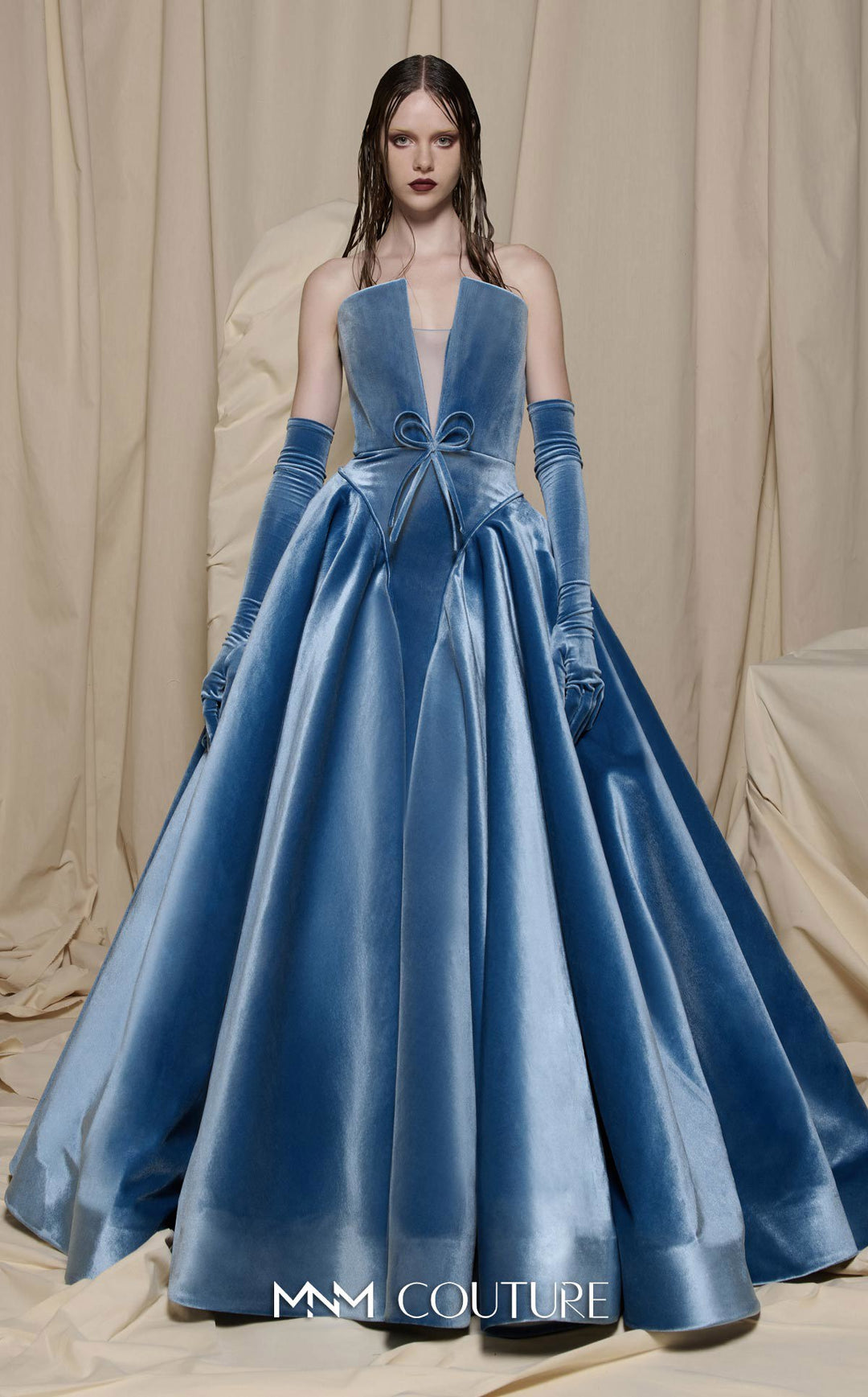 MNM Couture N0711 strapless ball gown front view