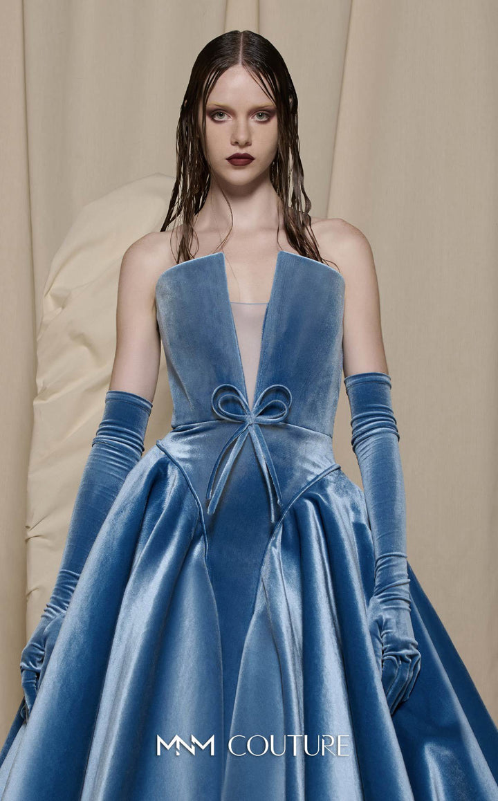 MNM Couture N0711 plunging V bodice and bow detail