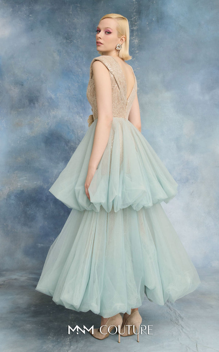 NF By Nour N0719 V-Neck Sleeveless Embellished Lace Couture Dress