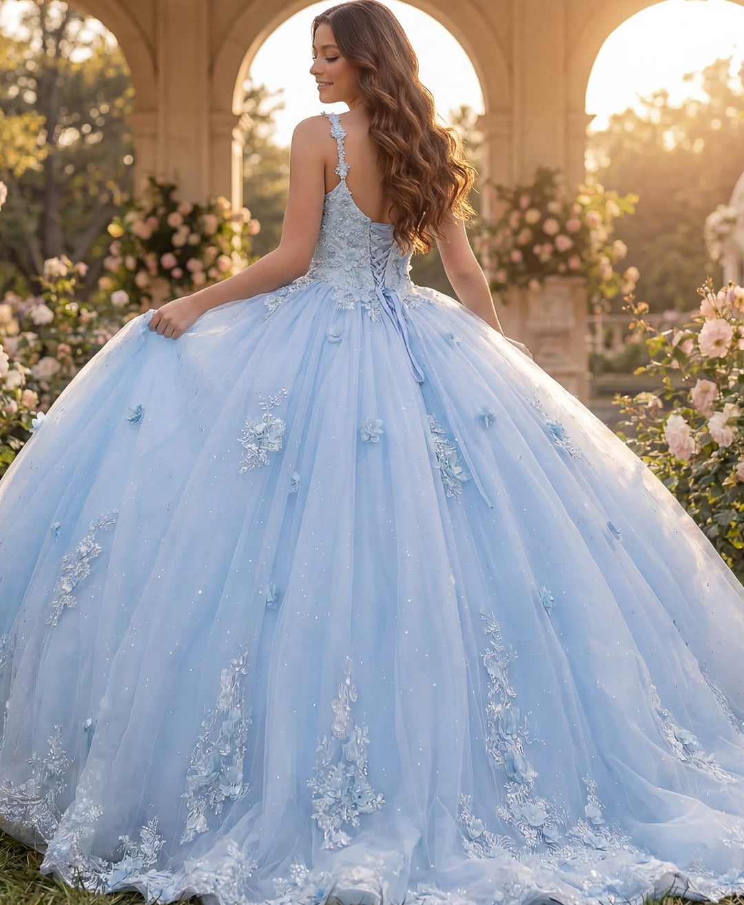 Jovani Q39393 Quinceañera Dress with Floral Appliques