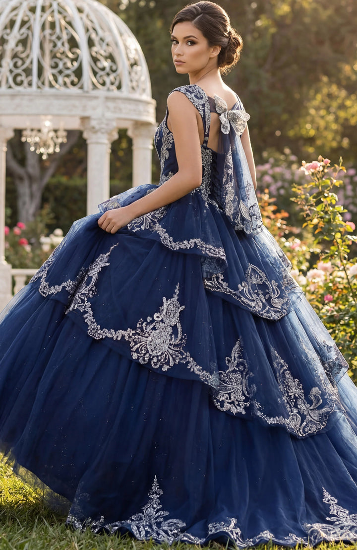 Jovani Q48438 Off-the-Shoulder Cap Sleeve Corset Quinceañera Dress