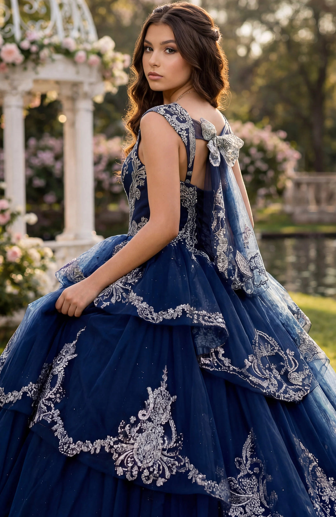 Jovani Q48438 Off-the-Shoulder Cap Sleeve Corset Quinceañera Dress