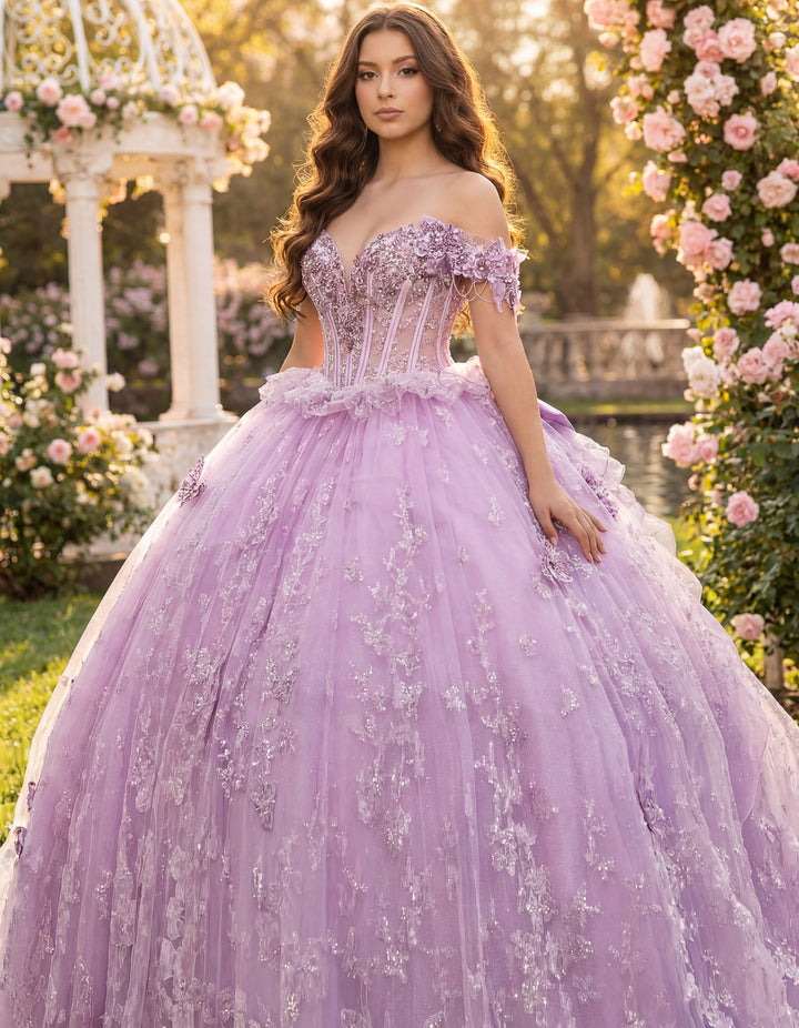 Jovani Q48441 Ball Gown with Off Shoulder Corset
