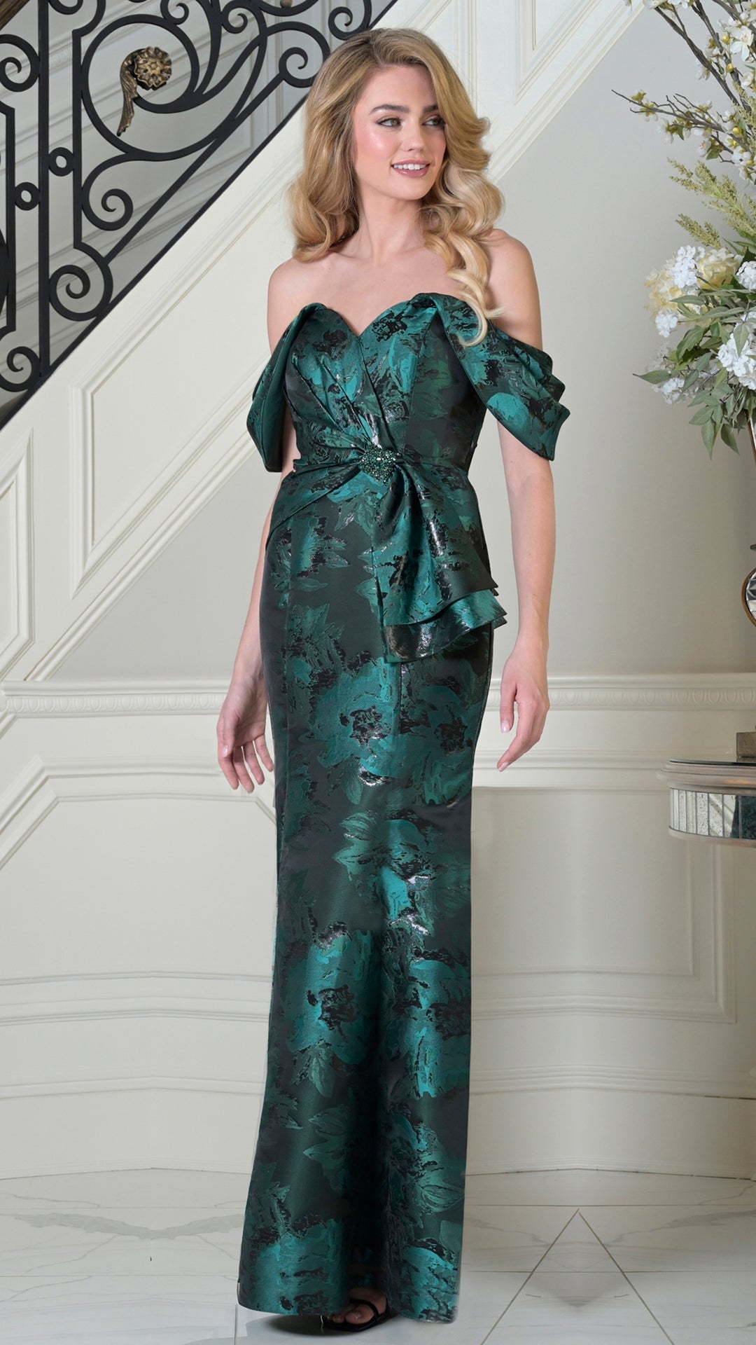 Rina Di Montella RD3503-1 Sweetheart Off-the-Shoulder Floor-Length Mother of the Bride Dress