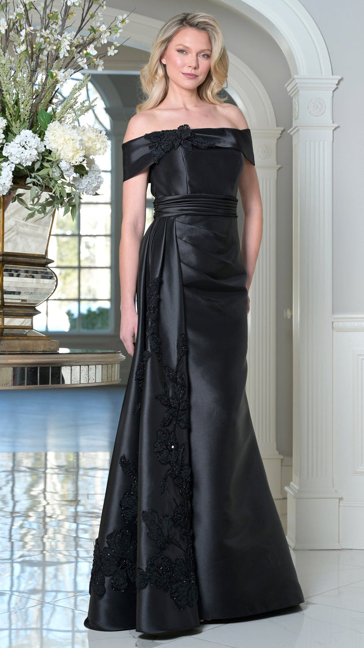 Rina Di Montella RD3504-1 Off-the-Shoulder Cap Sleeve Floor-Length Mother of the Bride Dress