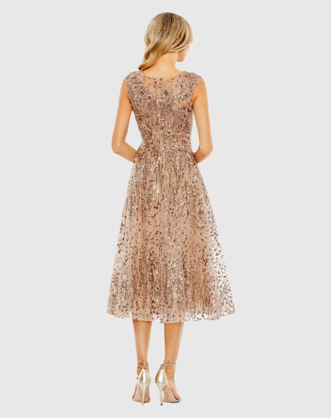 Mac Duggal 20398 Sequined Cap Sleeve Fit and Flare Dress
