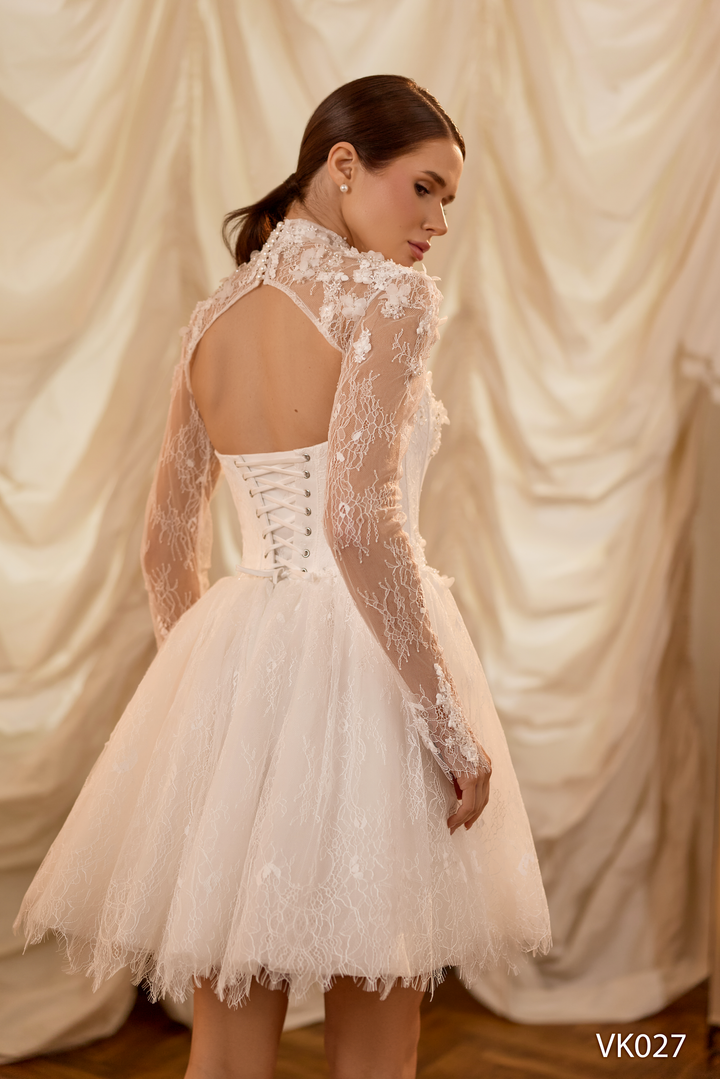 Vissaria VK027 High Neck Sleeveless Corset Boning Dress - FOSTANI.com