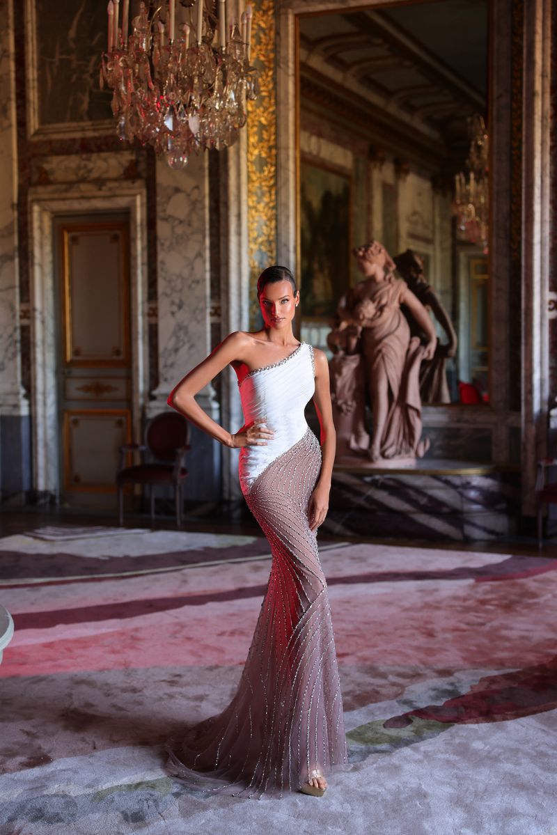 Chic & Holland PH120136 One Shoulder Sheath Couture Dress