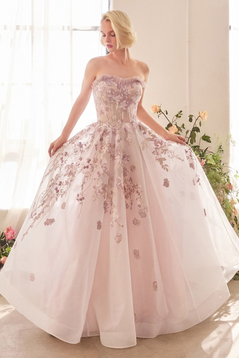 Andrea & Leo Couture A1455 Strapless Floral Applique Prom 2026 Dress