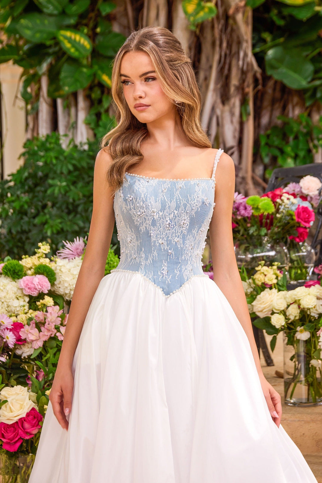 Ava Presley 42519 lace corset tulle ball gown detail view