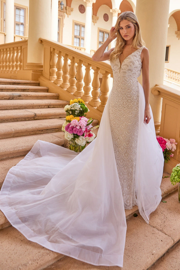 Ava Presley 47224 - Beaded Bridal Gown with Overskirt - FOSTANI.com