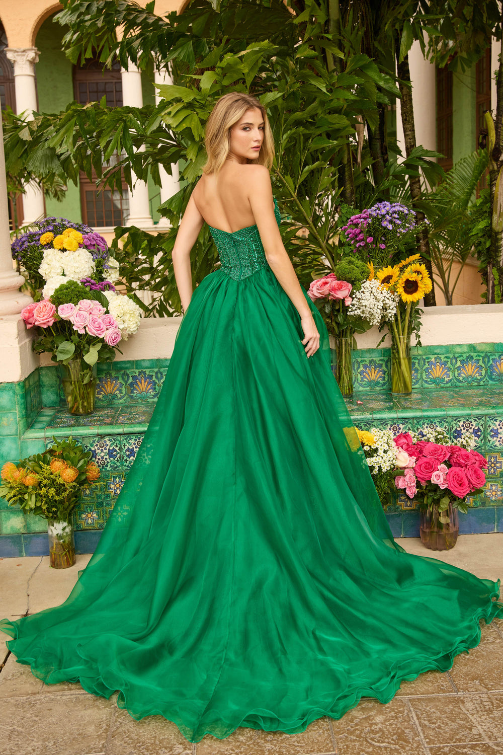 Ava Presley 47255 - Couture Beaded Organza Ballgown - FOSTANI.com