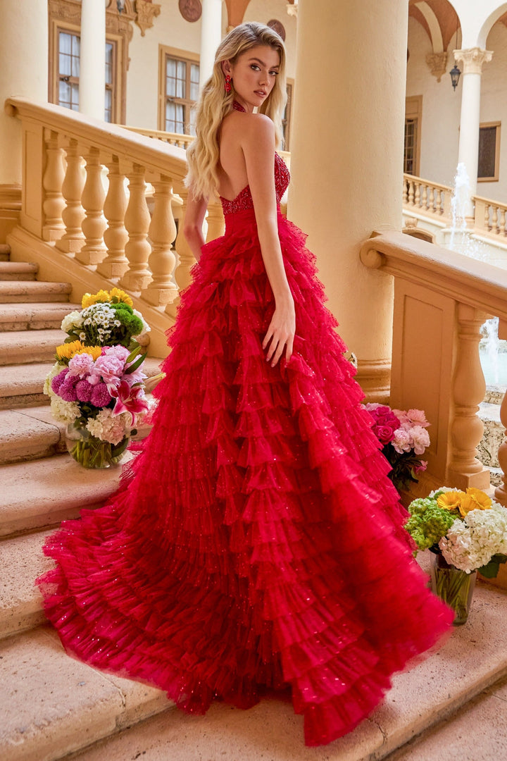 Ava Presley 47258 - Beaded Bodice Tiered Ball Gown - FOSTANI.com