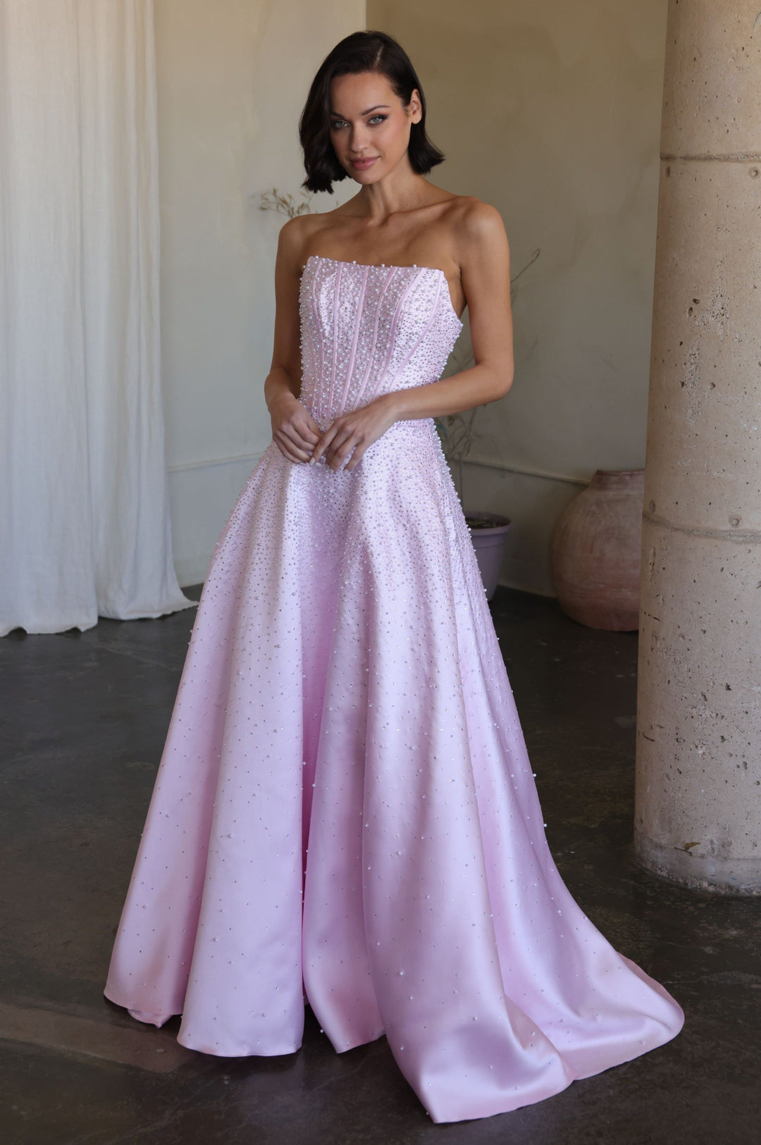 Ava Presley 47283 - New Corset Mikado and Pearl Ballgown - FOSTANI.com