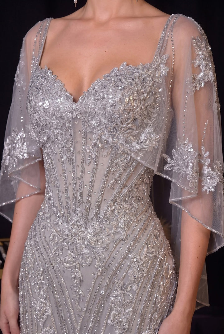 Ladivine CD637 beaded corset bodice close up