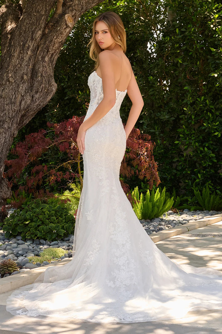 GLS Collective GL3842 fitted strapless dress worn without the overlay, back view