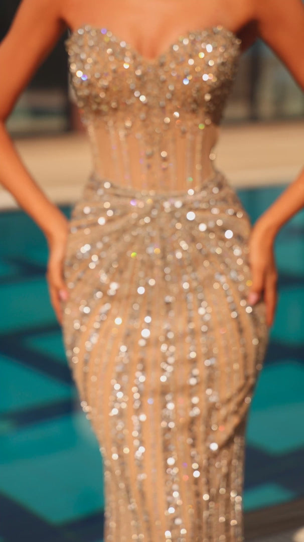 AMARRA 88931 Strapless Sequin Sheath Prom Dress 2026