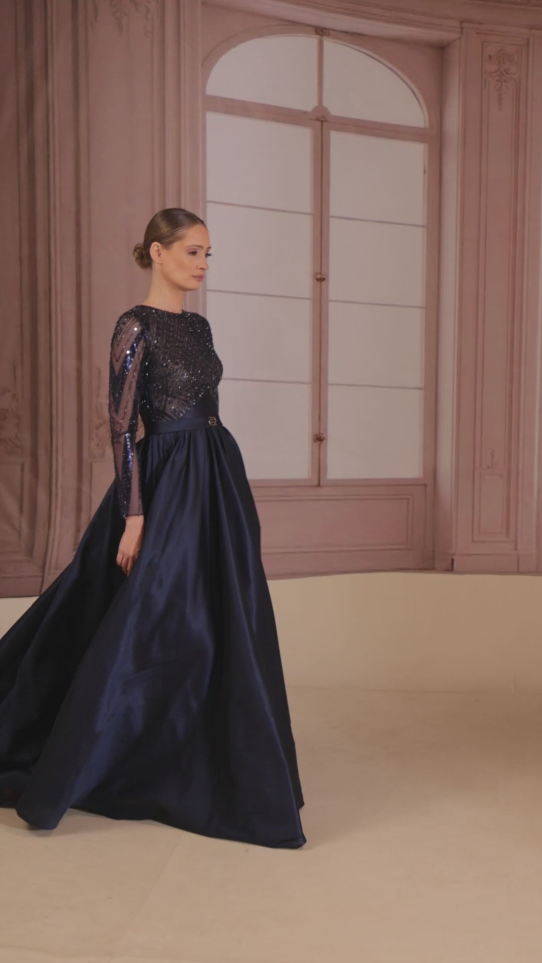 Reverie Couture FW260 Beaded Taffeta Evening Dress