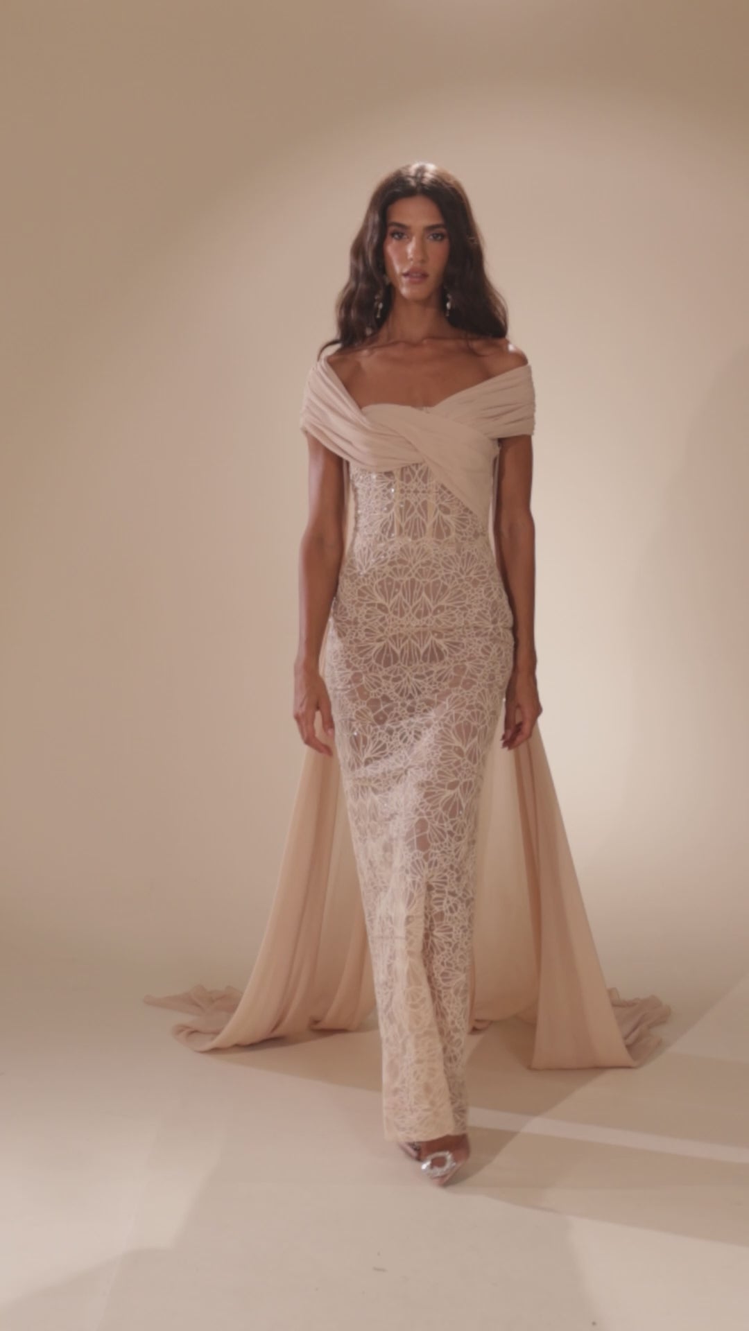 Abdo Aoude D7 Lace Cape Couture Dress