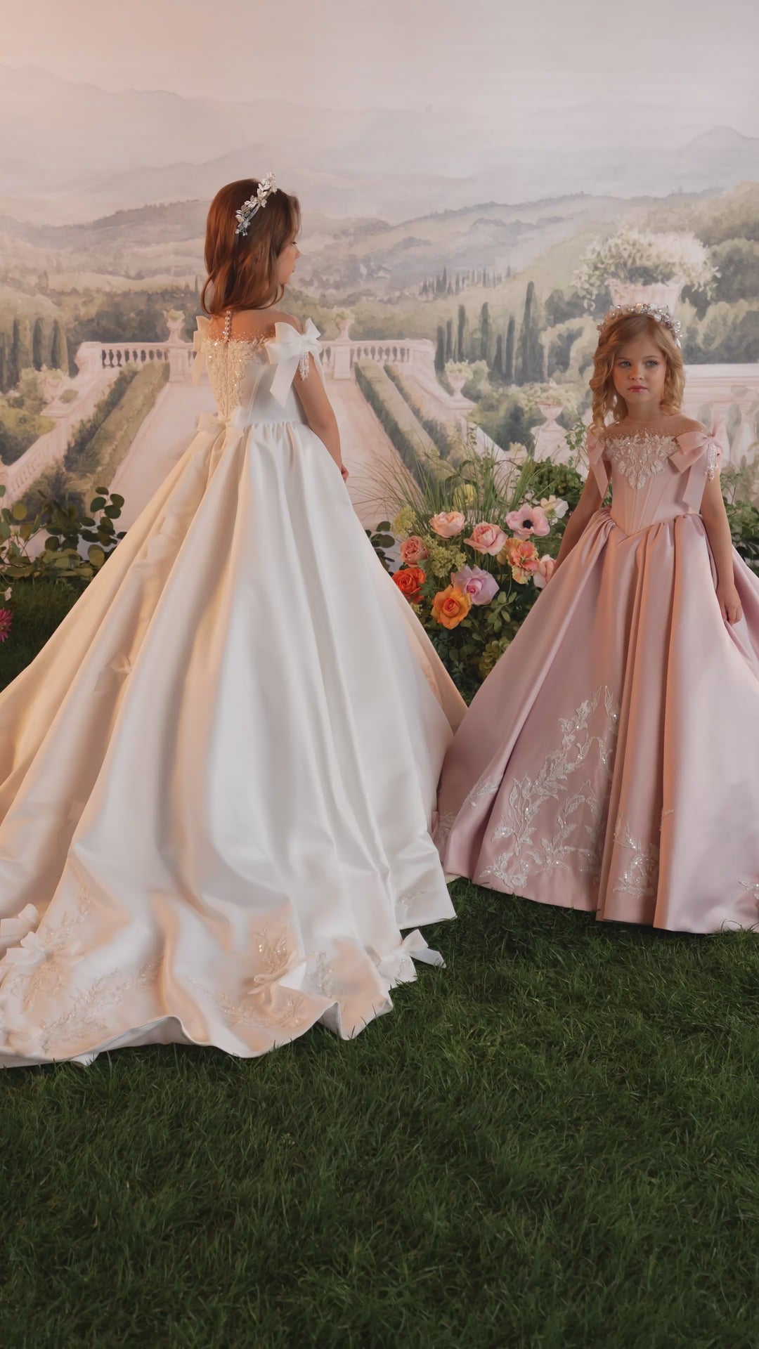 Pentelei 3906 Beaded Bow Corset Kids Ball Gown