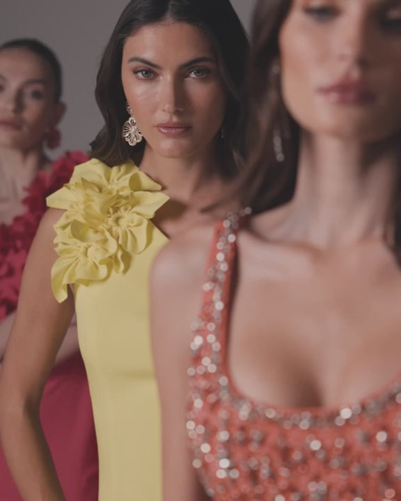 Mac Duggal 56394 One Shoulder 3D Floral Cape Gown video