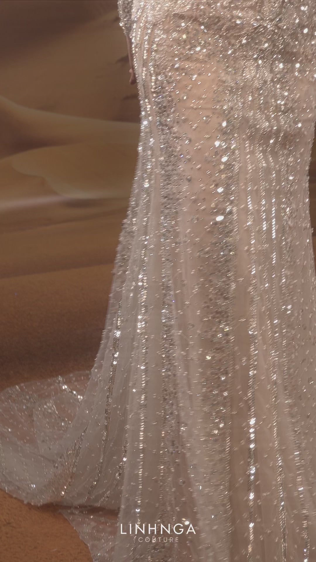Linh Nga LMBCT352 Sequin Trumpet Couture Dress