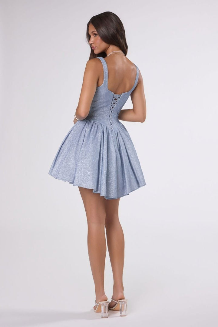 Amoris T738 Square Neckline Corset-Structured Bodice Dress