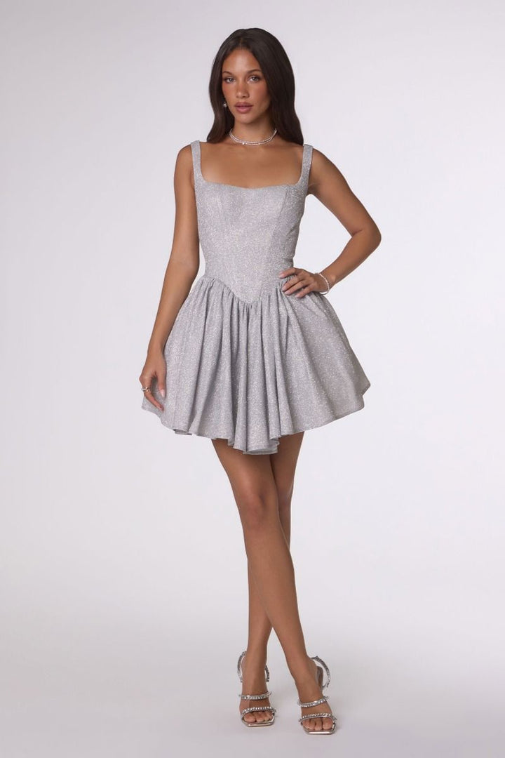 Amoris T738 Square Neckline Corset-Structured Bodice Dress