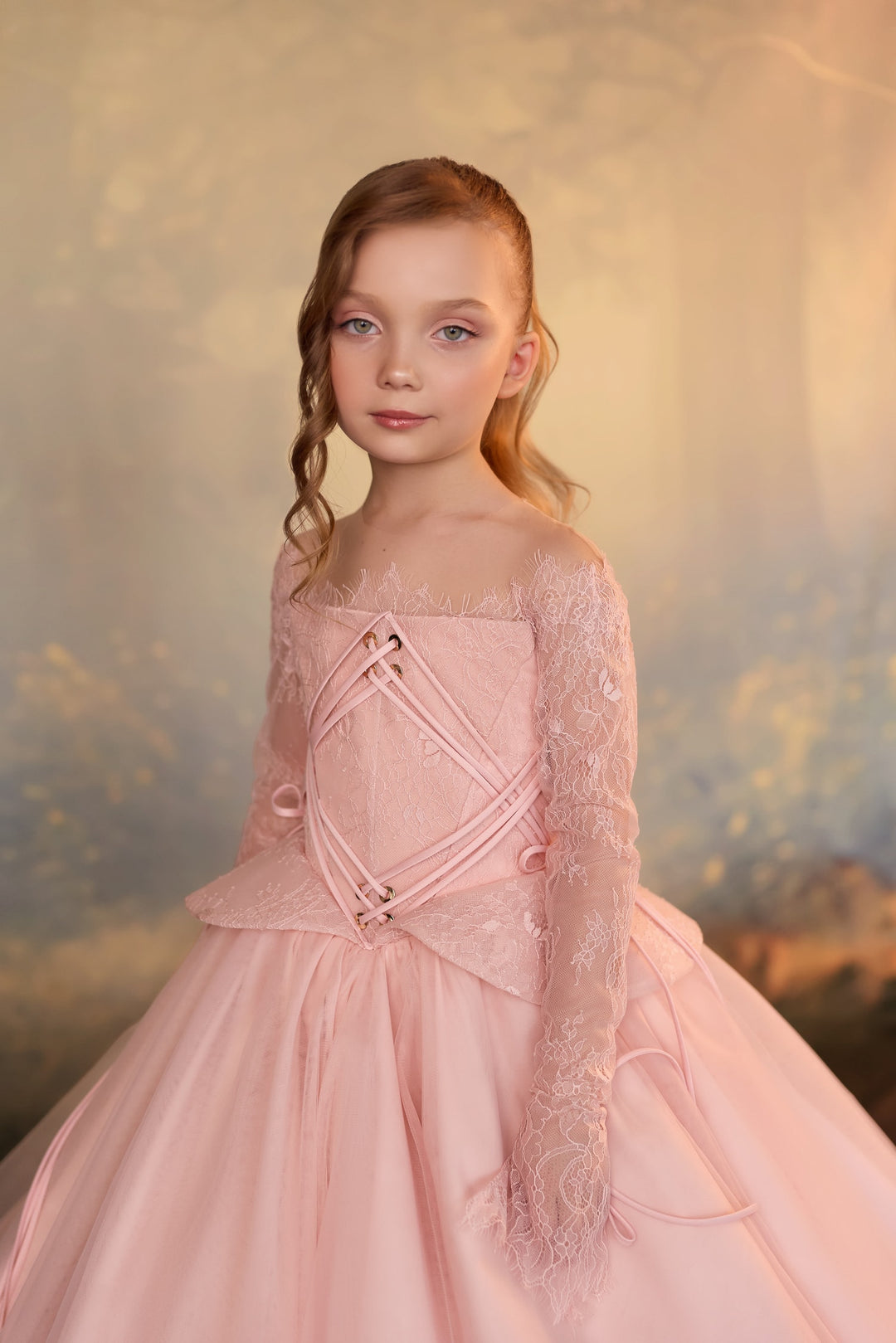 Pentelei 3931 Corset Lace-Up Ball Gown Kids Dress