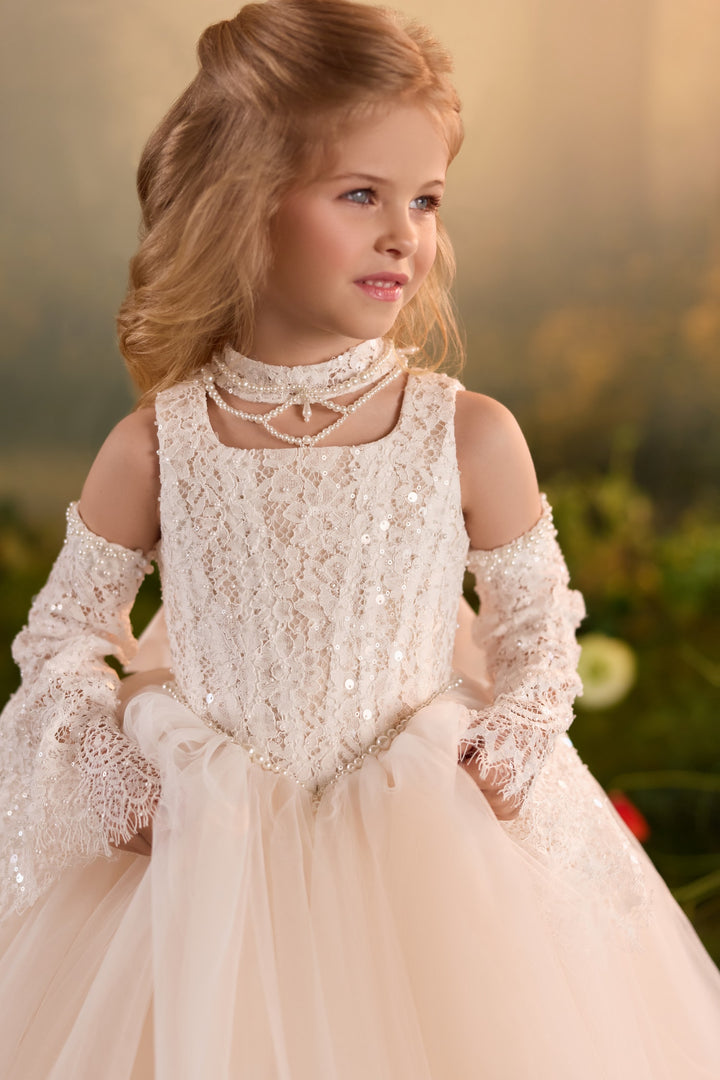 Pentelei 3934 Lace Bodice Tulle Ball Gown Kids Dress