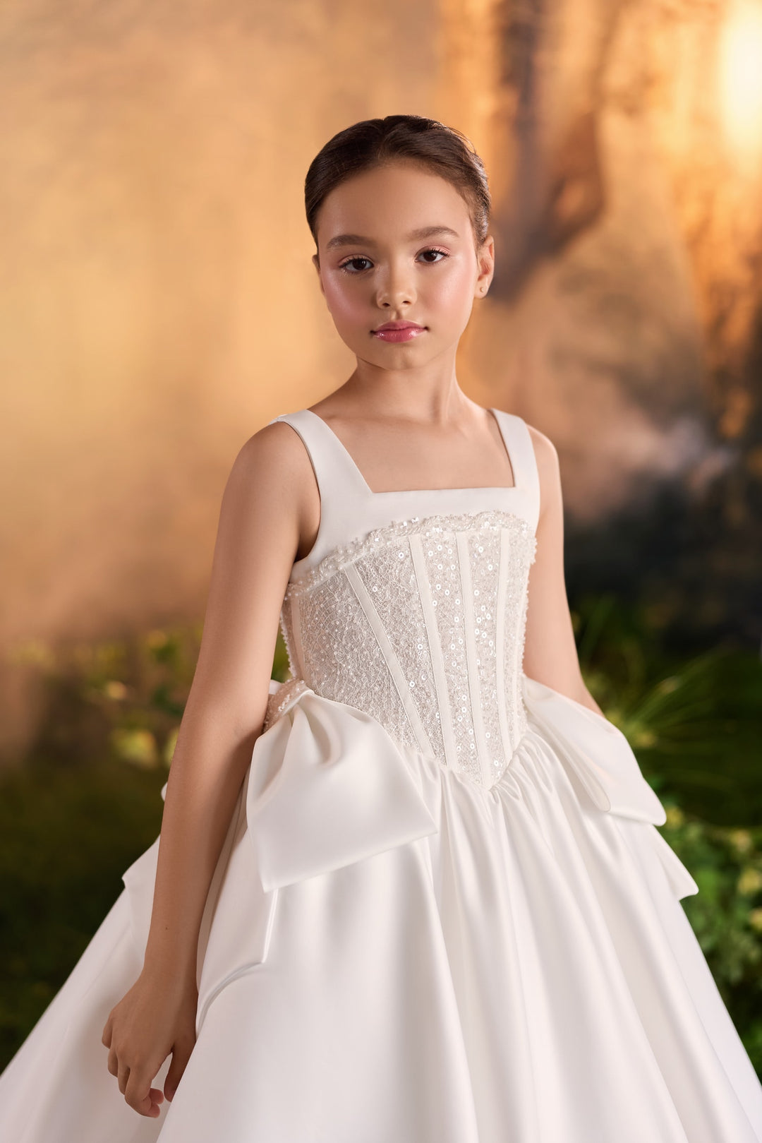 Pentelei 3938 Crystal Beaded Ball Gown with Optional Cape Kids Dress