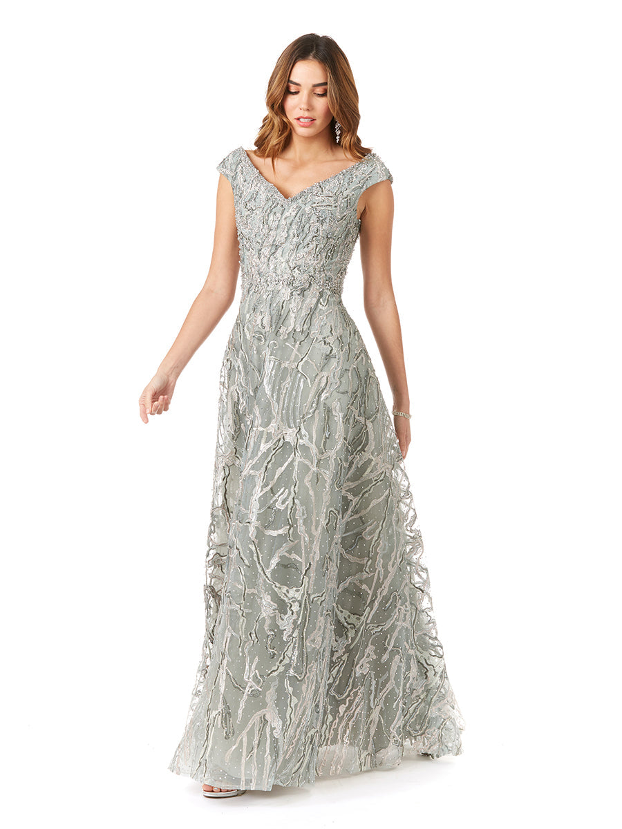 Lara 29351 - Cap Sleeve Ball Gown - FOSTANI