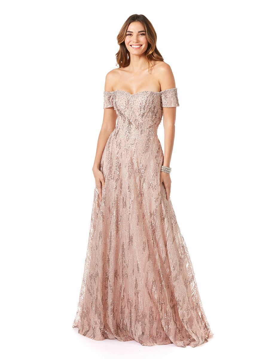 Lara 29354 - Off Shoulder A-line Gown - FOSTANI