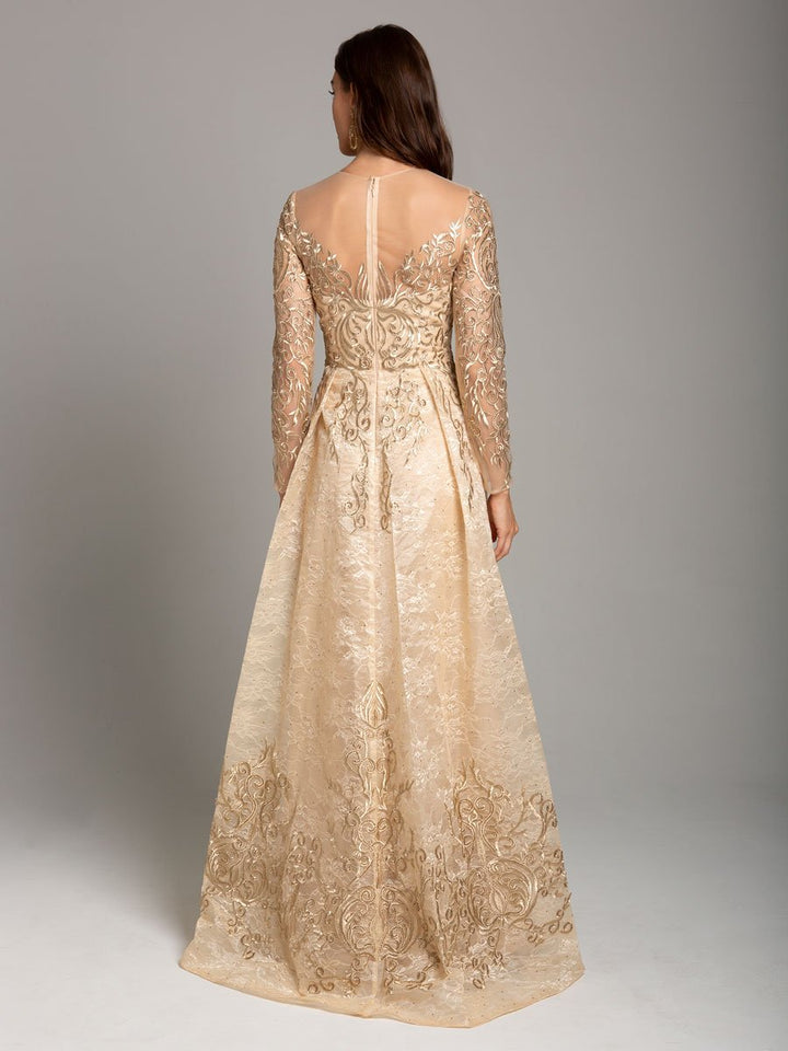 Lara 29856 - Long Sleeve Lace Ball Gown - FOSTANI